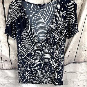 Top by Chaps size S, blue and white, plunge neck